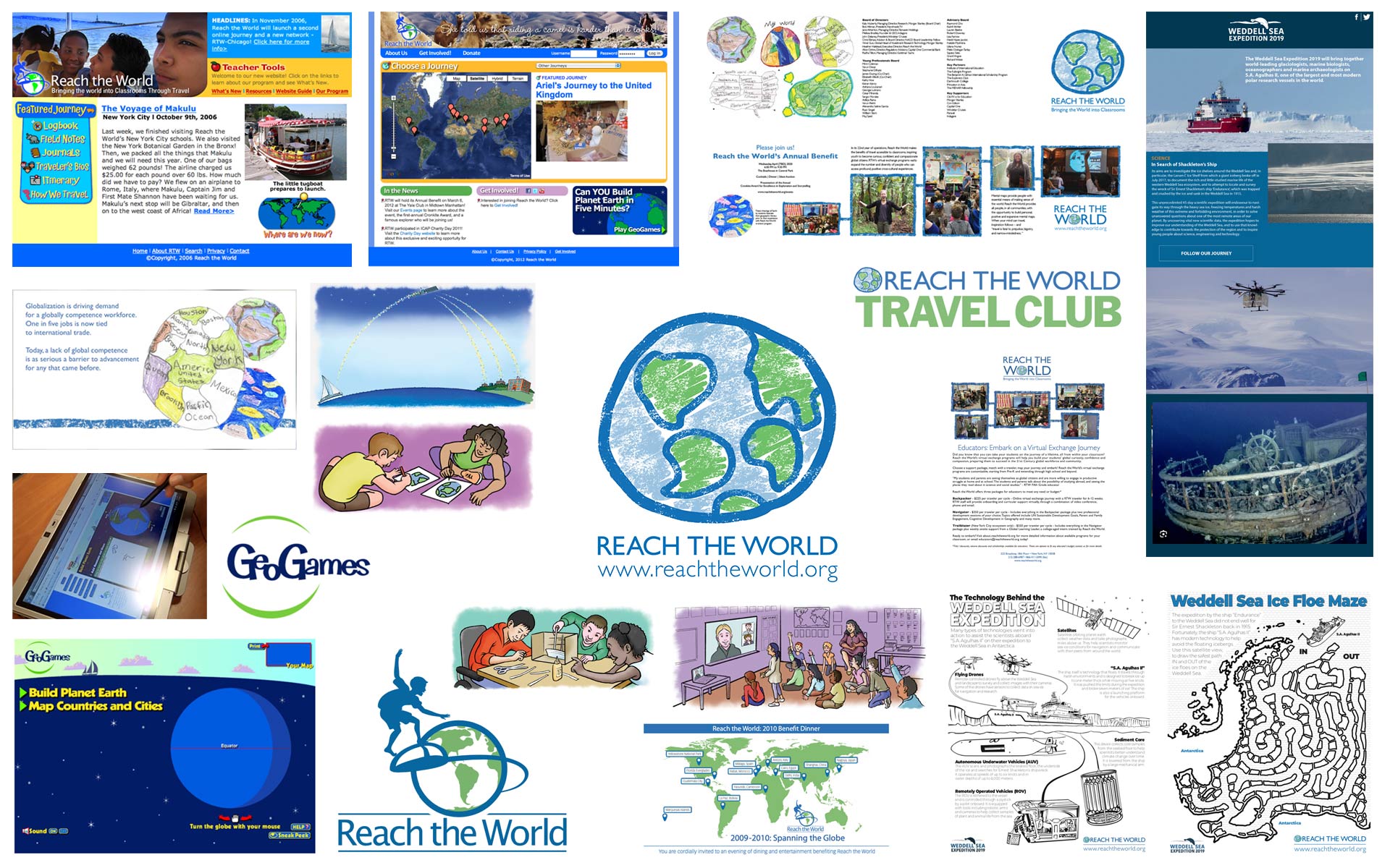 Client: Reach the World: Education Non-Profit that teaches Geography to underserved schools. Media Projects: Website Design, Brand Development, APP Design and Development, Branded Print Assets, Social Media, Print Ads, Special Projects, Animated Video.  