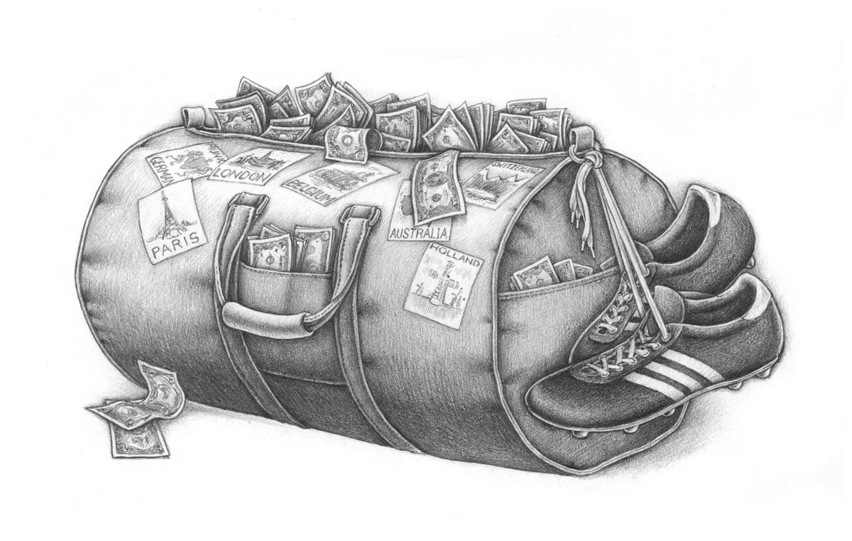 "Money Ball": Pencil on Paper (Sports Illustrated)