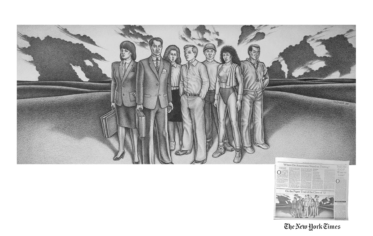 "Class or '72": Op-Ed illustration for New York Times (Pencil on paper)