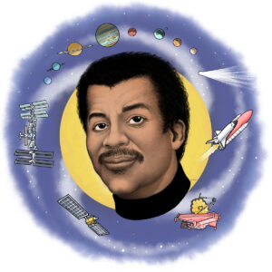 Neil deGrasse Tyson digital portrait by artist Jeffrey Wiener